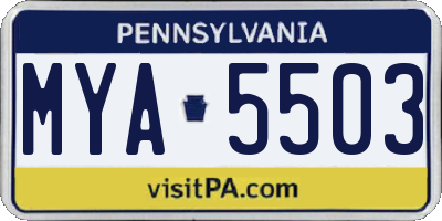 PA license plate MYA5503