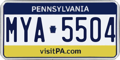PA license plate MYA5504
