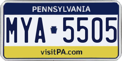 PA license plate MYA5505