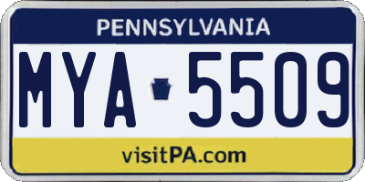 PA license plate MYA5509