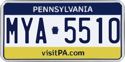 PA license plate MYA5510