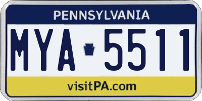 PA license plate MYA5511