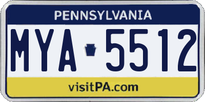 PA license plate MYA5512