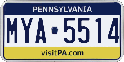 PA license plate MYA5514