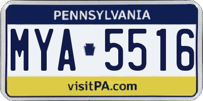PA license plate MYA5516
