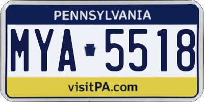 PA license plate MYA5518
