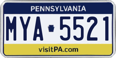 PA license plate MYA5521