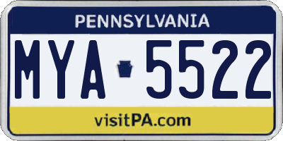 PA license plate MYA5522