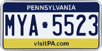 PA license plate MYA5523