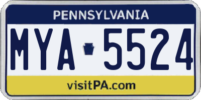 PA license plate MYA5524