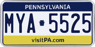 PA license plate MYA5525