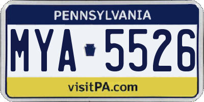 PA license plate MYA5526