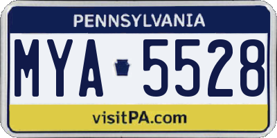 PA license plate MYA5528