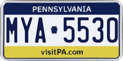 PA license plate MYA5530