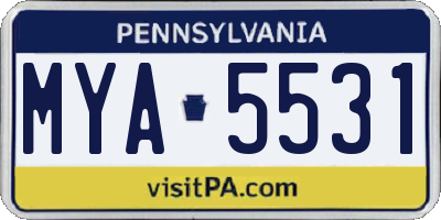 PA license plate MYA5531