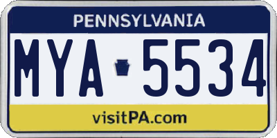 PA license plate MYA5534