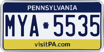 PA license plate MYA5535