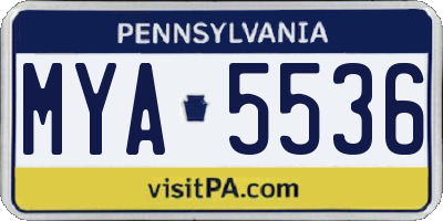 PA license plate MYA5536