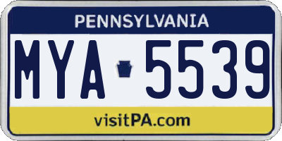 PA license plate MYA5539