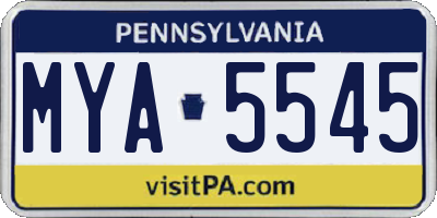 PA license plate MYA5545