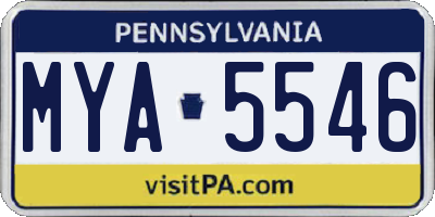 PA license plate MYA5546