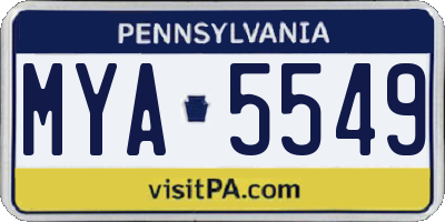 PA license plate MYA5549
