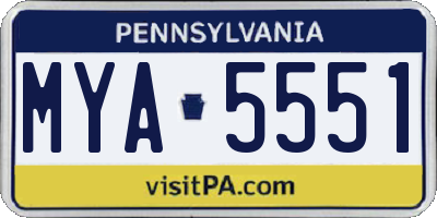 PA license plate MYA5551
