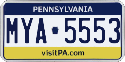 PA license plate MYA5553