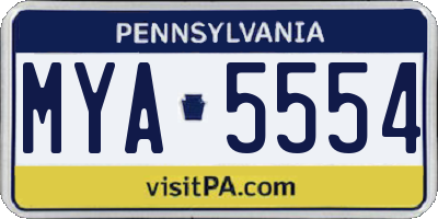 PA license plate MYA5554