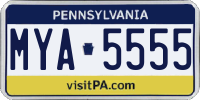 PA license plate MYA5555