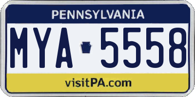 PA license plate MYA5558