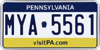 PA license plate MYA5561