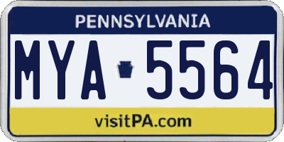PA license plate MYA5564
