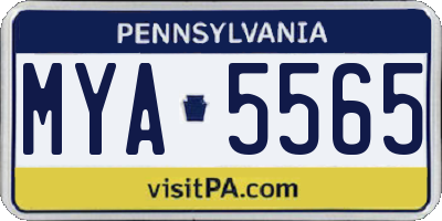 PA license plate MYA5565