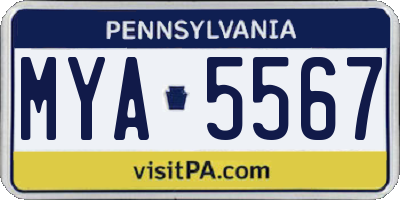 PA license plate MYA5567