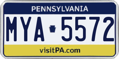 PA license plate MYA5572