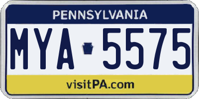 PA license plate MYA5575