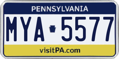 PA license plate MYA5577