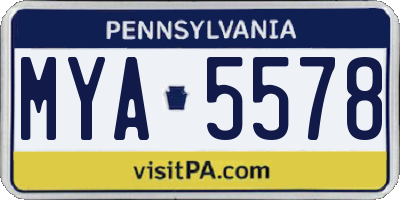 PA license plate MYA5578