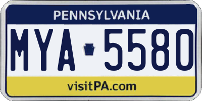 PA license plate MYA5580