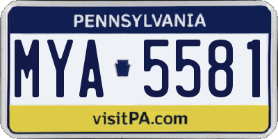 PA license plate MYA5581