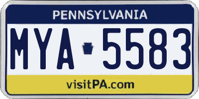 PA license plate MYA5583