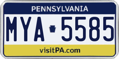 PA license plate MYA5585
