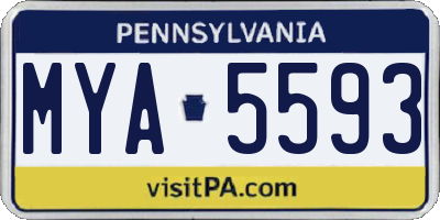 PA license plate MYA5593