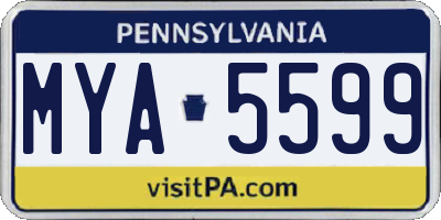 PA license plate MYA5599