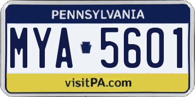 PA license plate MYA5601