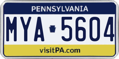 PA license plate MYA5604