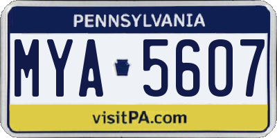 PA license plate MYA5607
