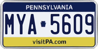 PA license plate MYA5609