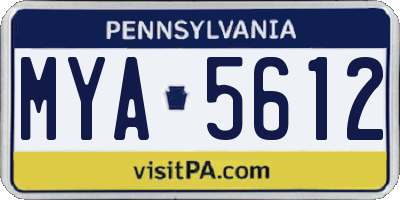 PA license plate MYA5612